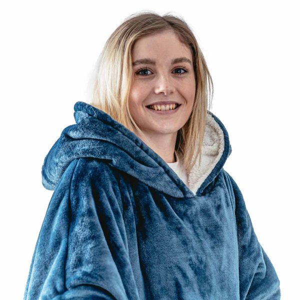 Denim blue adult's hoodie blanket