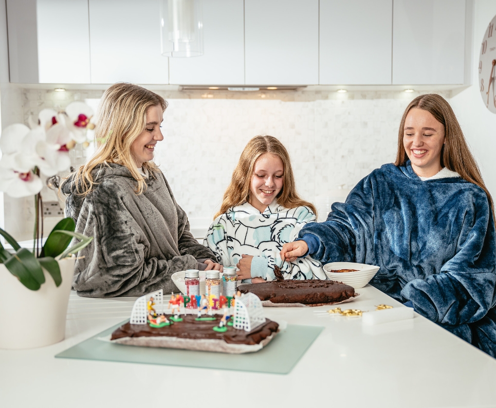 Grey, denim blue and koala blanket hoodie